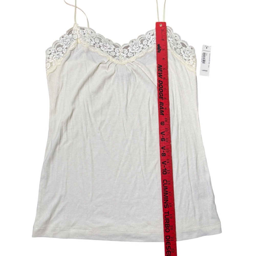 Worthington Lace Trim Cami Tank Top Cream Women's Size Large NWT Y2K - Picture 5 of 7